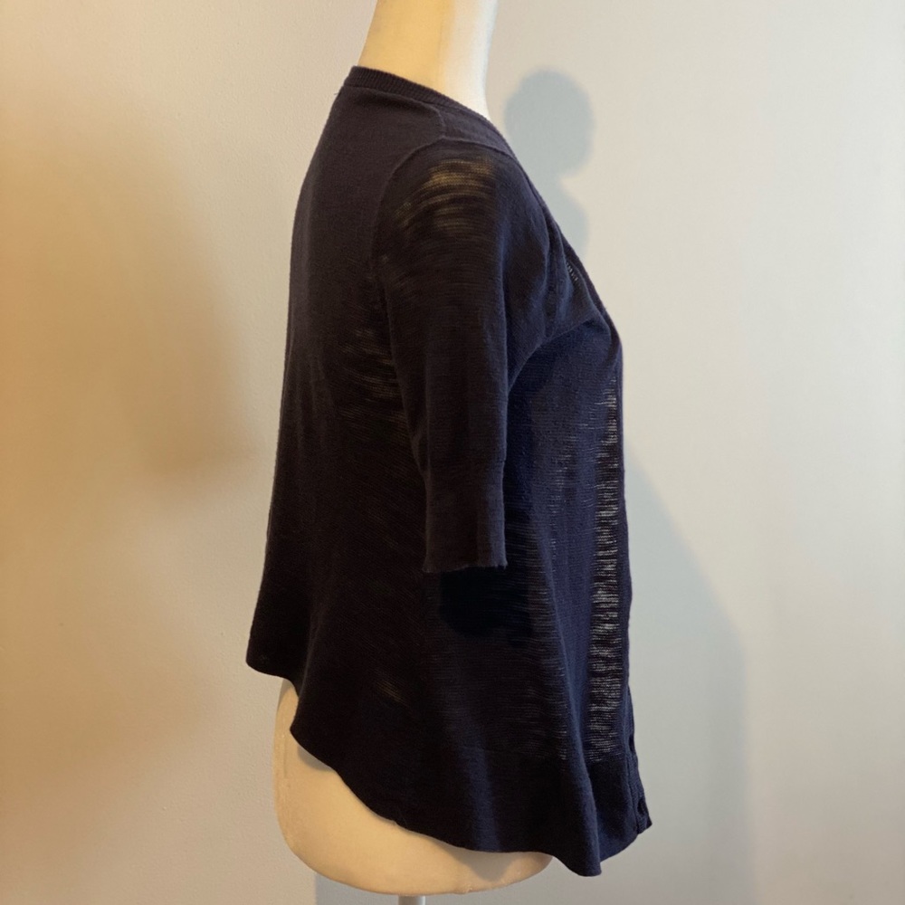 Aerie high-low short-sleeved Cardigan in navy - Picture 2 of 7